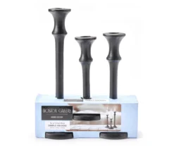 Black 3-Piece Cast Metal Taper Candle Holder Set -Cuisinart Store 810609561 A0