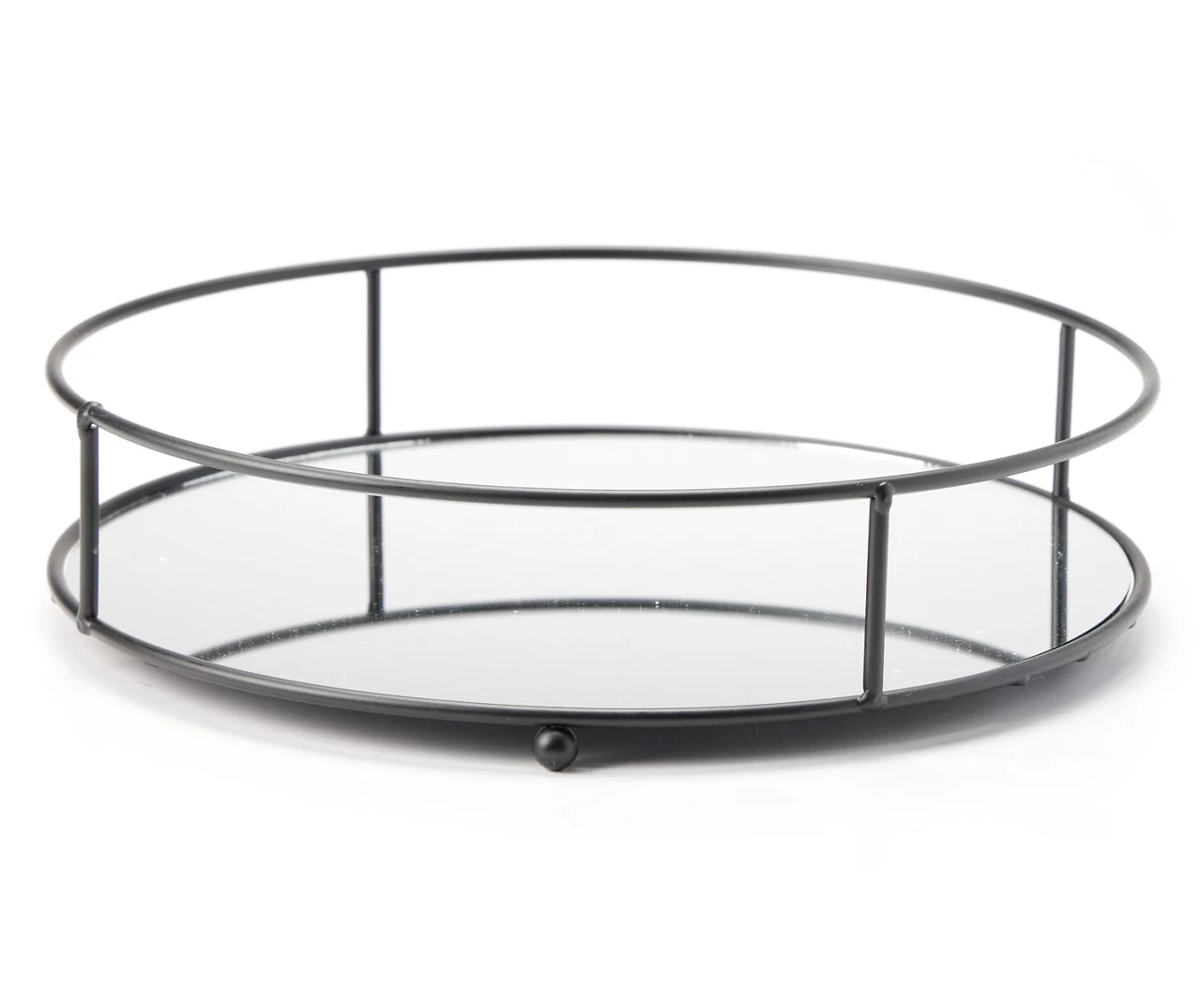 Black Mirrored Round Tray 1 Black Mirrored Round Tray