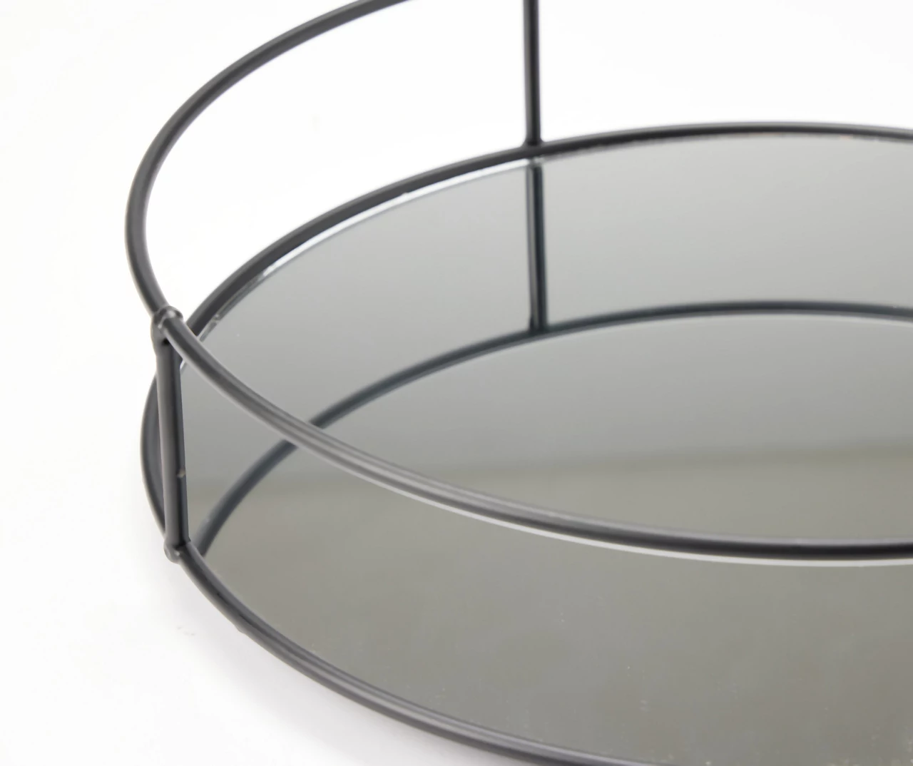Black Mirrored Round Tray 2 Black Mirrored Round Tray - Image 2