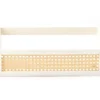 White & Tan Faux Rattan Wall Shelf