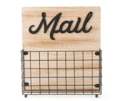 "Mail" Tan & Black Metal Bin Wall Plaque