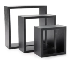Black Cube 3-Piece Wall Shelf Set