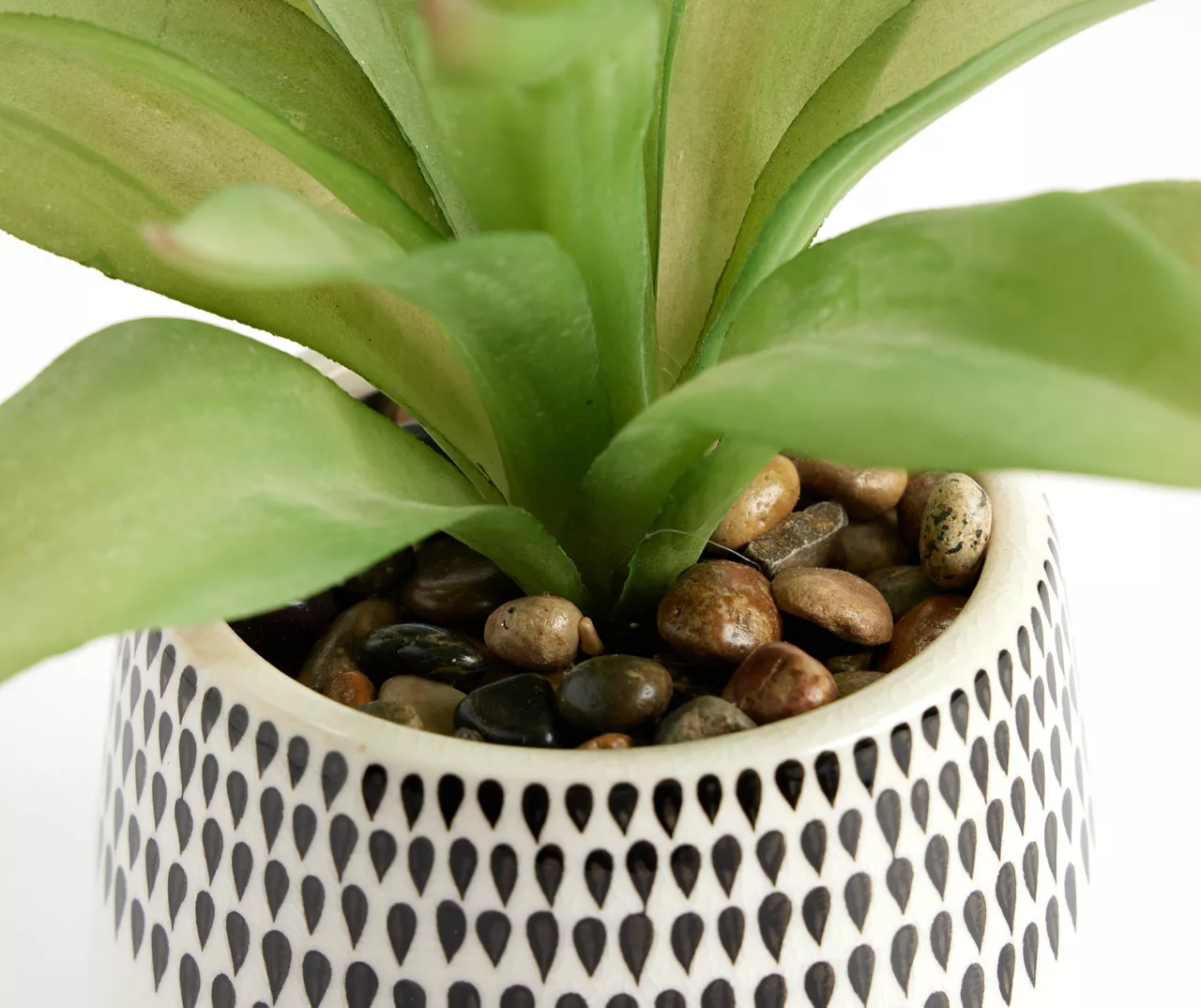 Artificial Succulent In Black Teardrop Pattern Ceramic Planter 2 Artificial Succulent In Black Teardrop Pattern Ceramic Planter - Image 2