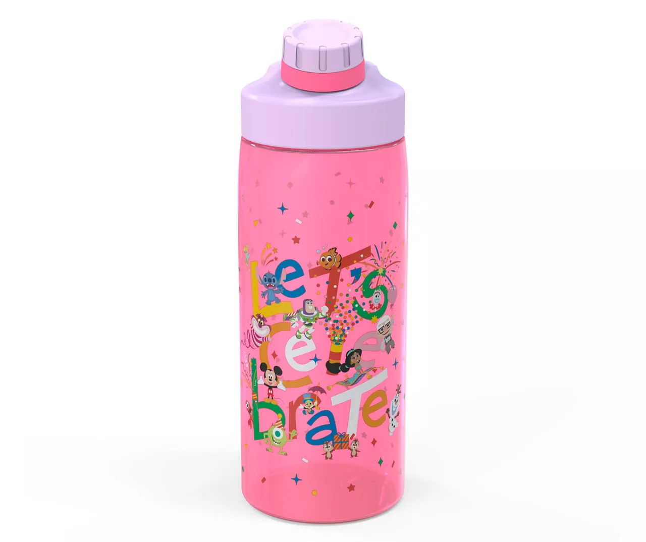 "Let's Celebrate" Pink Multi-Character Chug Water Bottle, 25 Oz. 1 "Let's Celebrate" Pink Multi-Character Chug Water Bottle, 25 Oz.