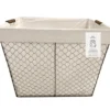 Bronze Chicken Wire Storage Basket With Ivory Liner, (13")