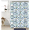 Navy & Green Damask 14-Piece Shower Curtain & Rug Set