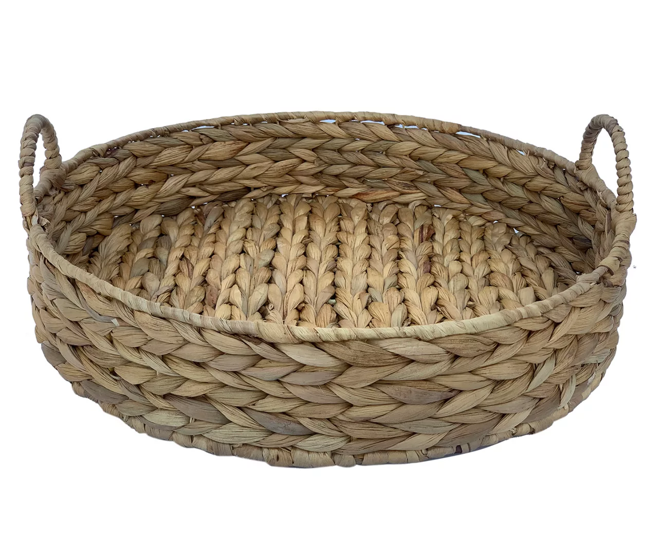 Brown Woven Round Water Hyacinth Decorative Tray, (16") 1 Brown Woven Round Water Hyacinth Decorative Tray, (16")