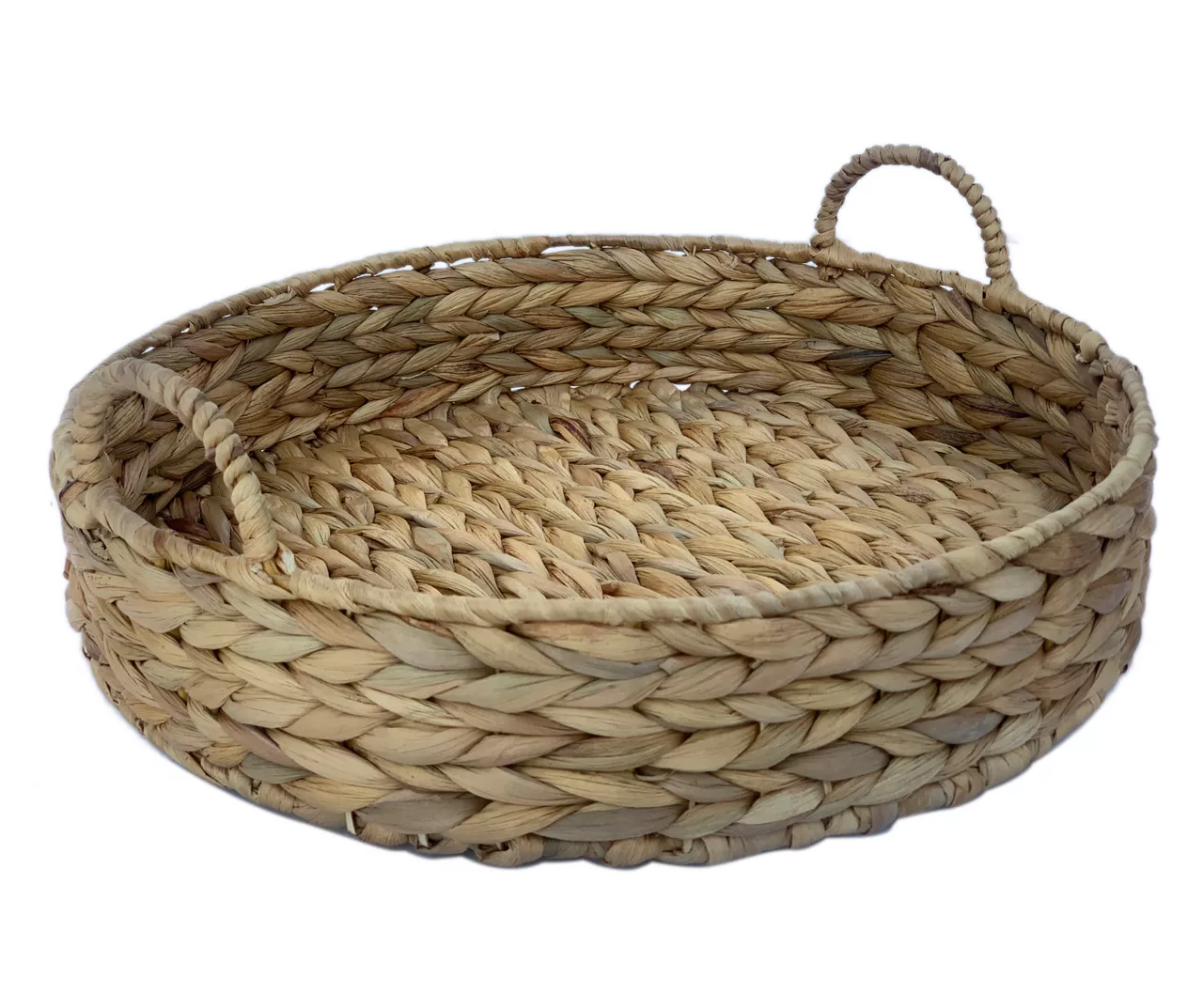 Brown Woven Round Water Hyacinth Decorative Tray, (16") 3 Brown Woven Round Water Hyacinth Decorative Tray, (16") - Image 3