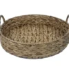 Brown Woven Round Water Hyacinth Decorative Tray, (14")