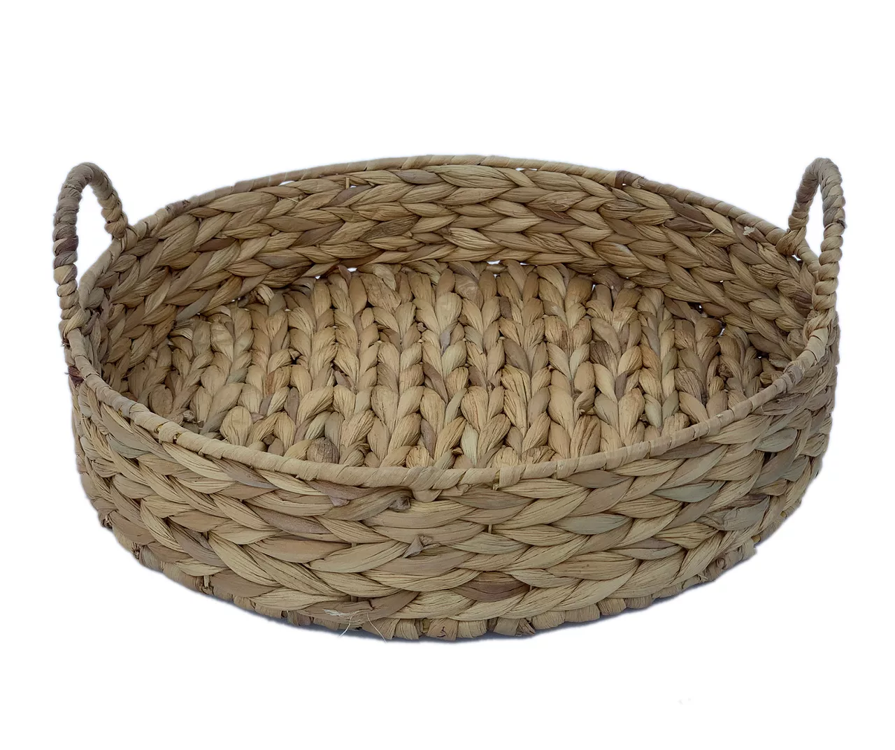 Brown Woven Round Water Hyacinth Decorative Tray, (14") 1 Brown Woven Round Water Hyacinth Decorative Tray, (14")