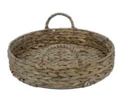 Brown Woven Round Water Hyacinth Decorative Tray, (12") -Cuisinart Store 810612686 A1 2
