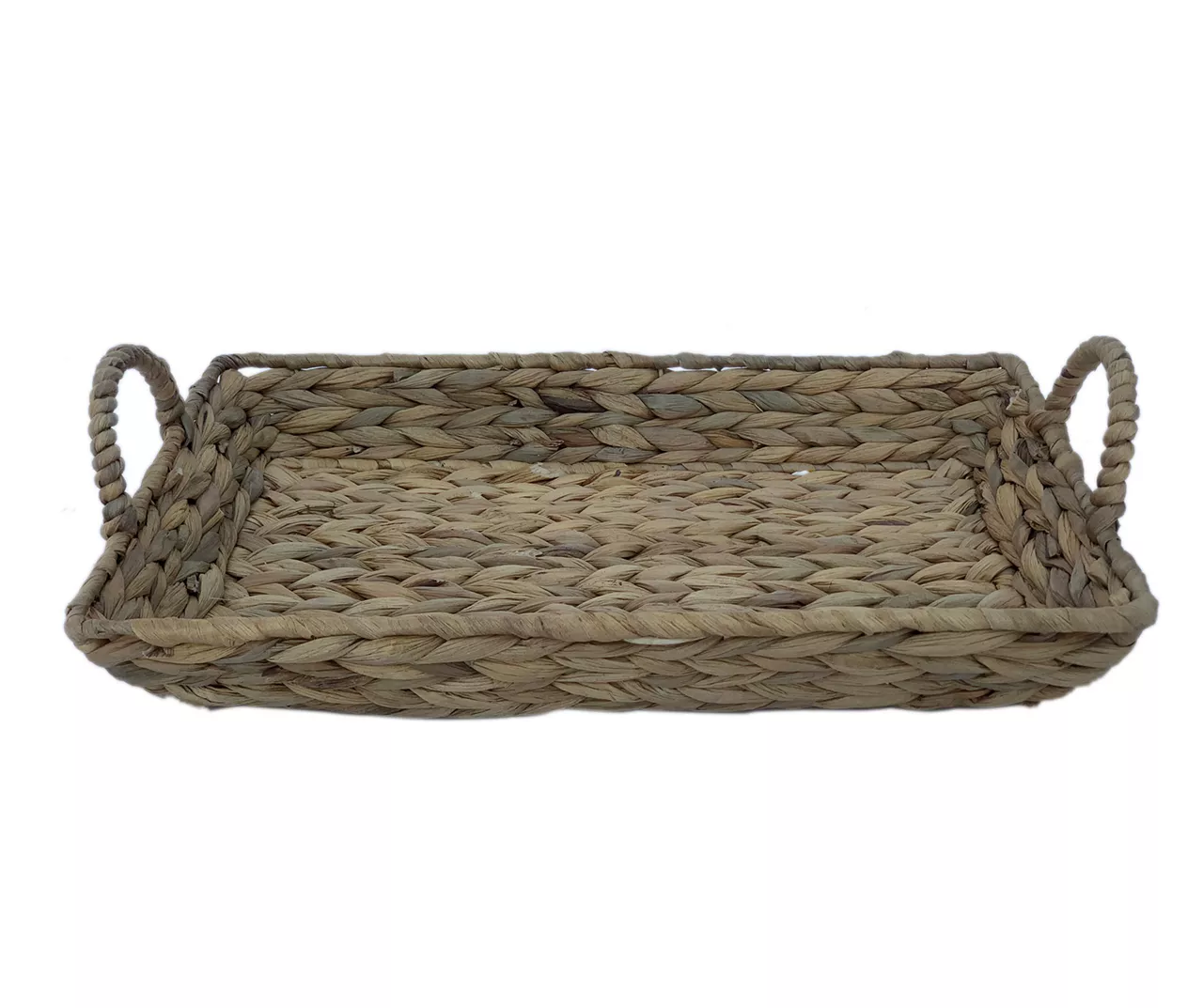 Brown Water Hyacinth Woven Decorative Tray, (14") 1 Brown Water Hyacinth Woven Decorative Tray, (14")