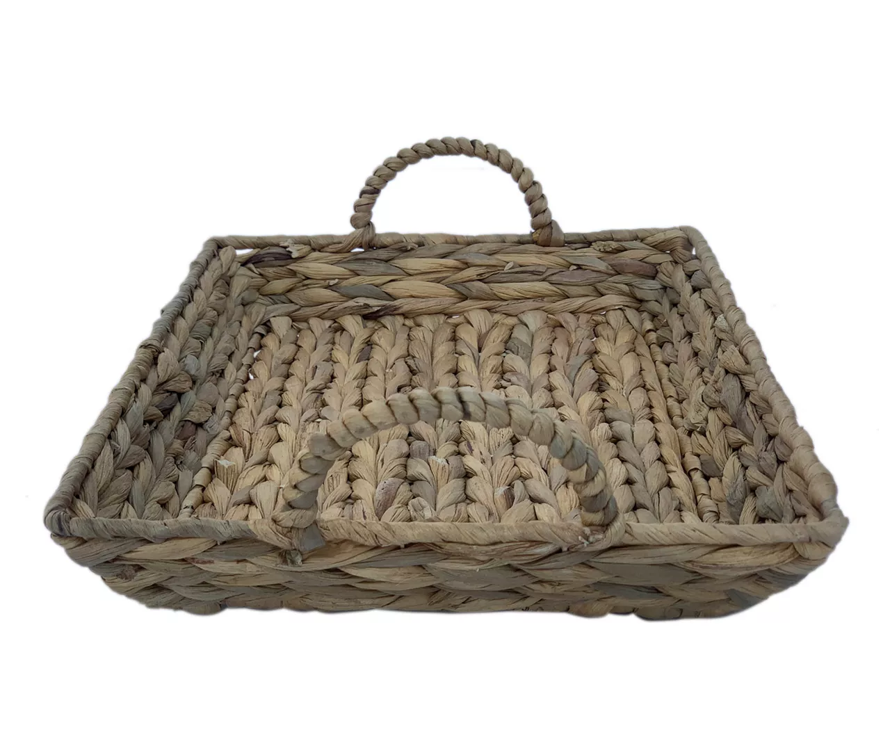Brown Water Hyacinth Woven Decorative Tray, (14") 2 Brown Water Hyacinth Woven Decorative Tray, (14") - Image 2