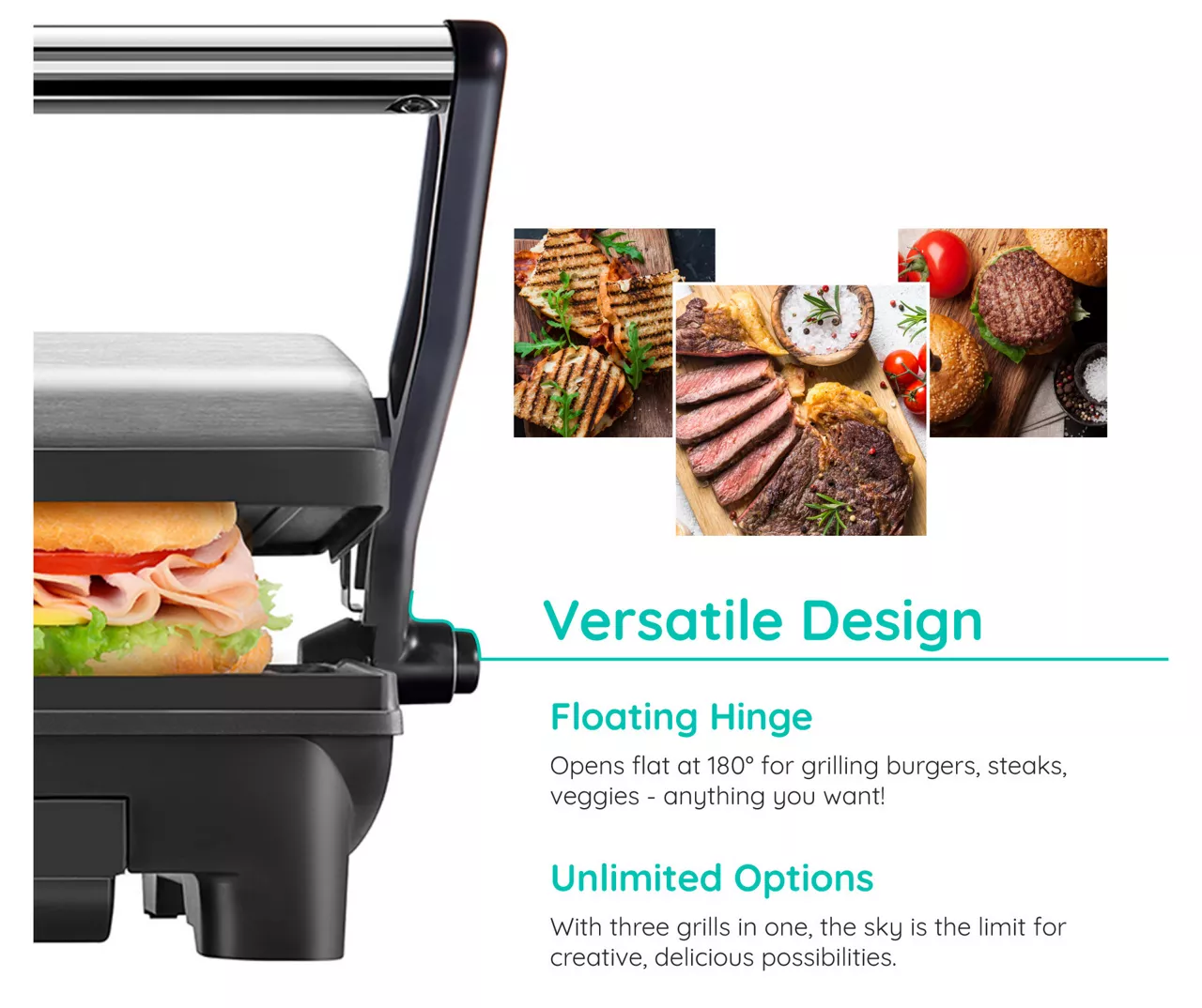 New House Kitchen Stainless Steel 2-Slice Panini Press 4 New House Kitchen Stainless Steel 2-Slice Panini Press - Image 4