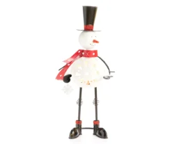 Santa's Workshop Cartoon Snowman Metal Tealight LED Candle Holder