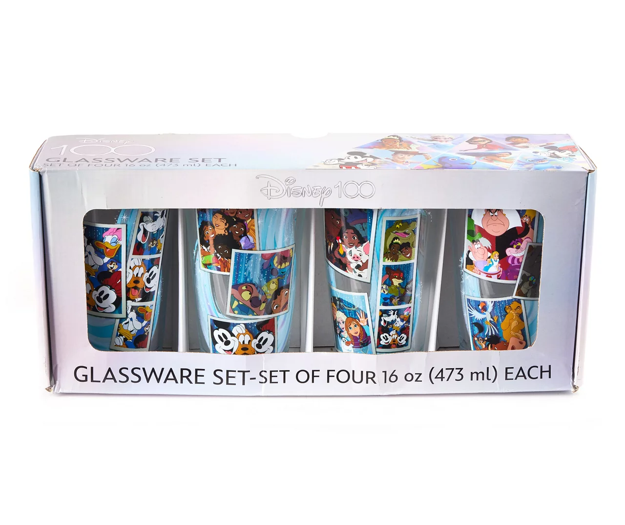 Disney 100 Character Collage Pint Glass Set, 4-Pack 1 Disney 100 Character Collage Pint Glass Set, 4-Pack