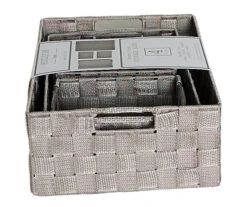 Taupe 4-Piece Woven Strap Storage Bin Set -Cuisinart Store 810613673 A0 3