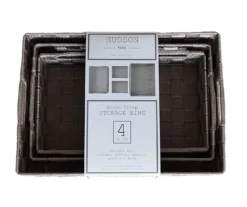 Taupe 4-Piece Woven Strap Storage Bin Set -Cuisinart Store 810613673 A0 5