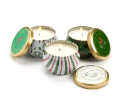 Fresh Balsam, Santa's Cookies & Cinnamon Cheer Holly Berry Tin Candle Gift Set, 3-Pack -Cuisinart Store 810613786 A0 2