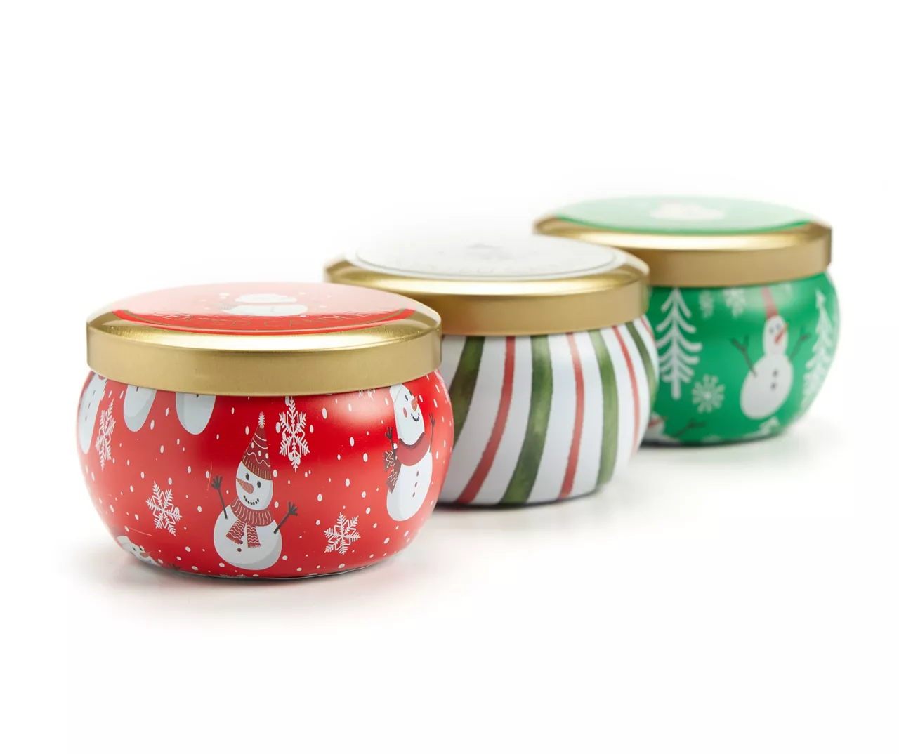 Fresh Balsam, Santa's Cookies & Cinnamon Cheer Snowman Tin Candle Gift Set, 3-Pack 2 Fresh Balsam, Santa's Cookies & Cinnamon Cheer Snowman Tin Candle Gift Set, 3-Pack - Image 2
