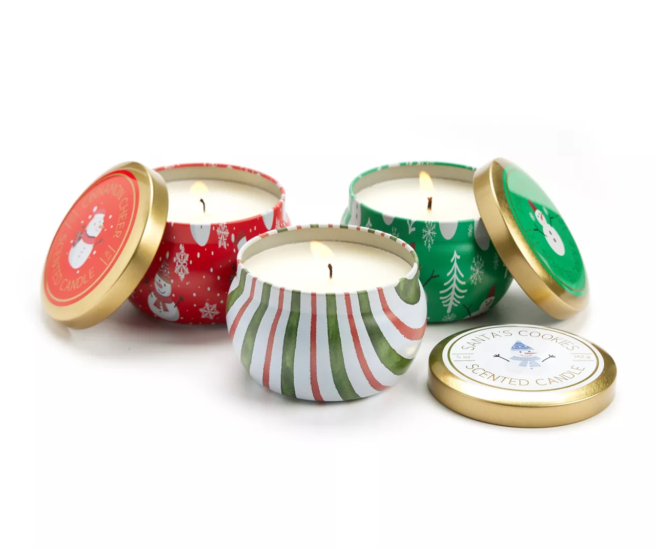 Fresh Balsam, Santa's Cookies & Cinnamon Cheer Snowman Tin Candle Gift Set, 3-Pack 3 Fresh Balsam, Santa's Cookies & Cinnamon Cheer Snowman Tin Candle Gift Set, 3-Pack - Image 3