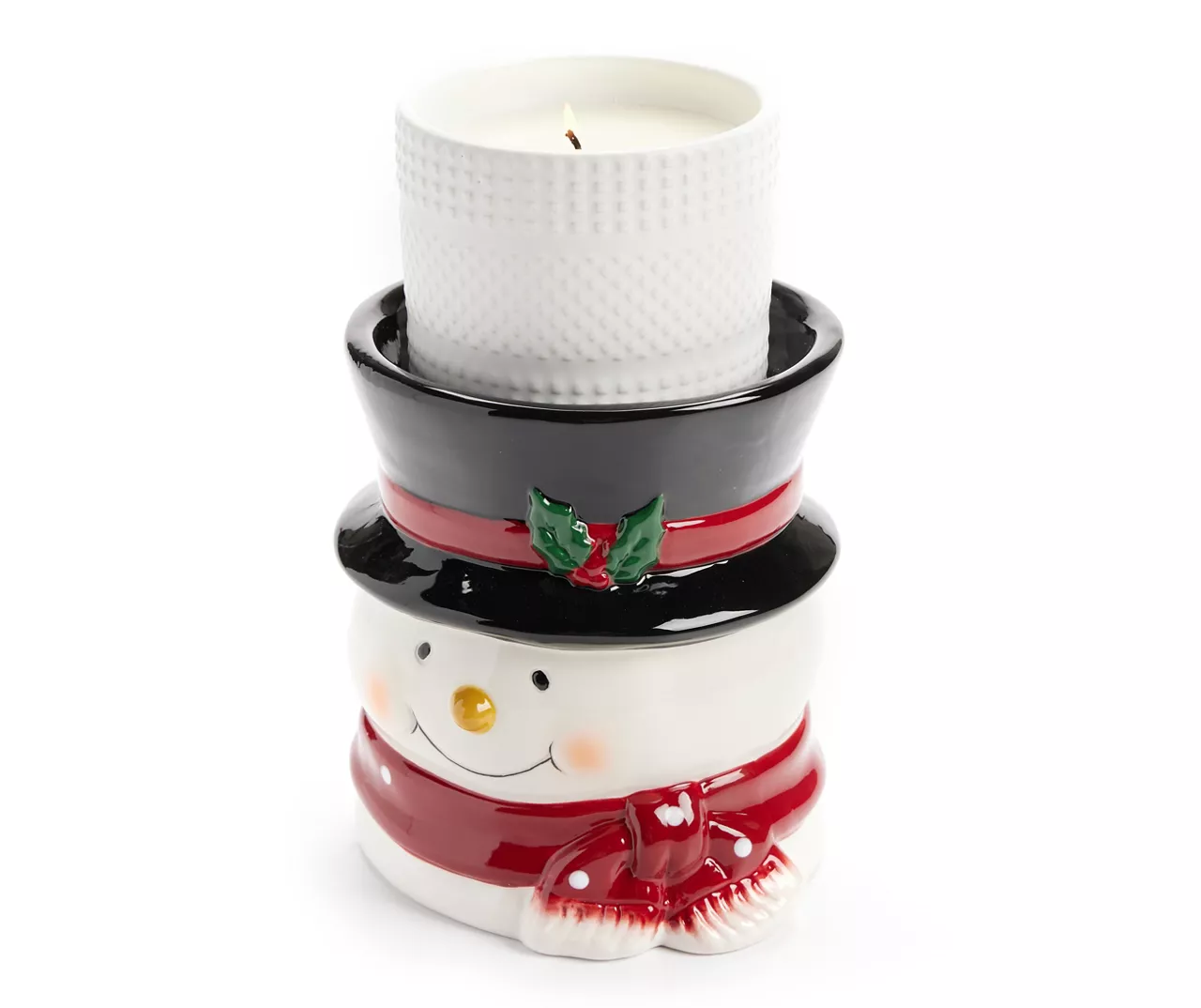 Santa's Workshop Snowman Ceramic Candle Holder 3 Santa's Workshop Snowman Ceramic Candle Holder - Image 3
