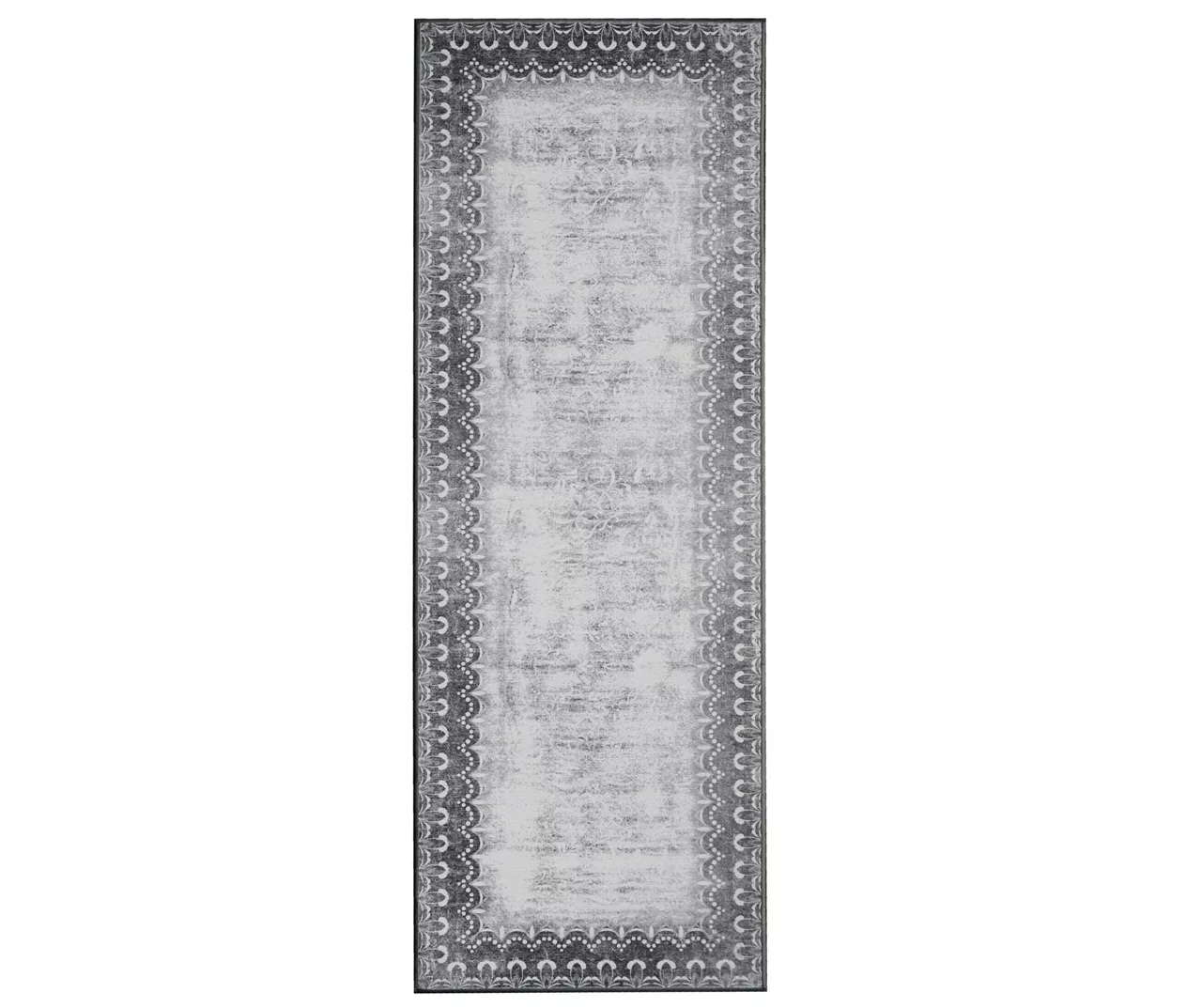 My Magic Carpet Dardon Gray Scallop-Border Washable Runner Rug, (2.5' X 7') 1 My Magic Carpet Dardon Gray Scallop-Border Washable Runner Rug, (2.5' X 7')