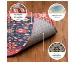 My Magic Carpet Sasha Blue & Cream Floral Washable Runner Rug, (2.5' X 7') 13 My Magic Carpet Sasha Blue & Cream Floral Washable Runner Rug, (2.5' X 7') -Cuisinart Store 810615380 A8 5