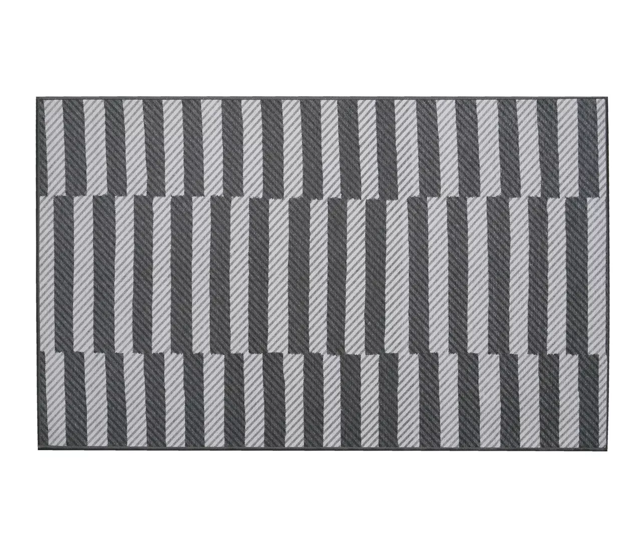 My Magic Carpet Tratti Black & Cream Offset Stripe Washable Area Rug, (5' X 7') 1 My Magic Carpet Tratti Black & Cream Offset Stripe Washable Area Rug, (5' X 7')