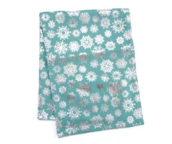 Frosted Forest Teal & Silver Snowflake Table Runner