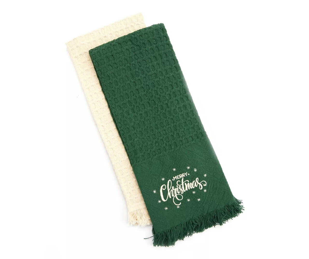 Festive Gathering "Merry Christmas" Green & Ivory 2-Piece Kitchen Towel Set 1 Festive Gathering "Merry Christmas" Green & Ivory 2-Piece Kitchen Towel Set