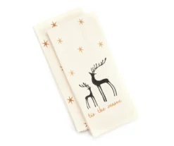 Festive Gathering "The Season" Ivory & Black Deer 2-Piece Kitchen Towel Set