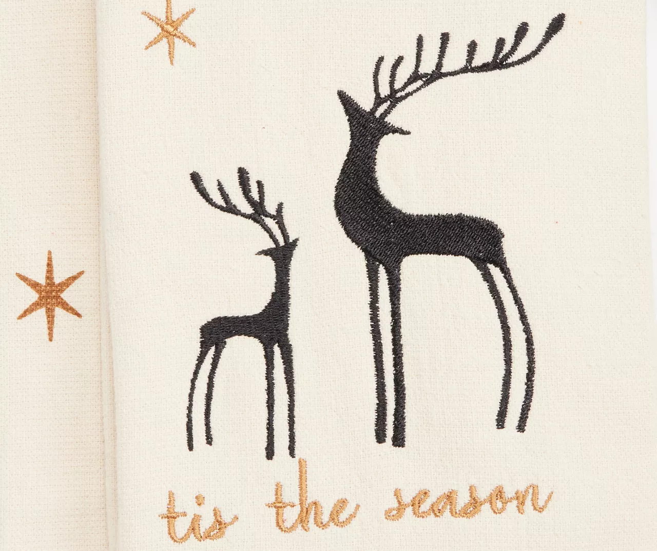 Festive Gathering "The Season" Ivory & Black Deer 2-Piece Kitchen Towel Set 2 Festive Gathering "The Season" Ivory & Black Deer 2-Piece Kitchen Towel Set - Image 2