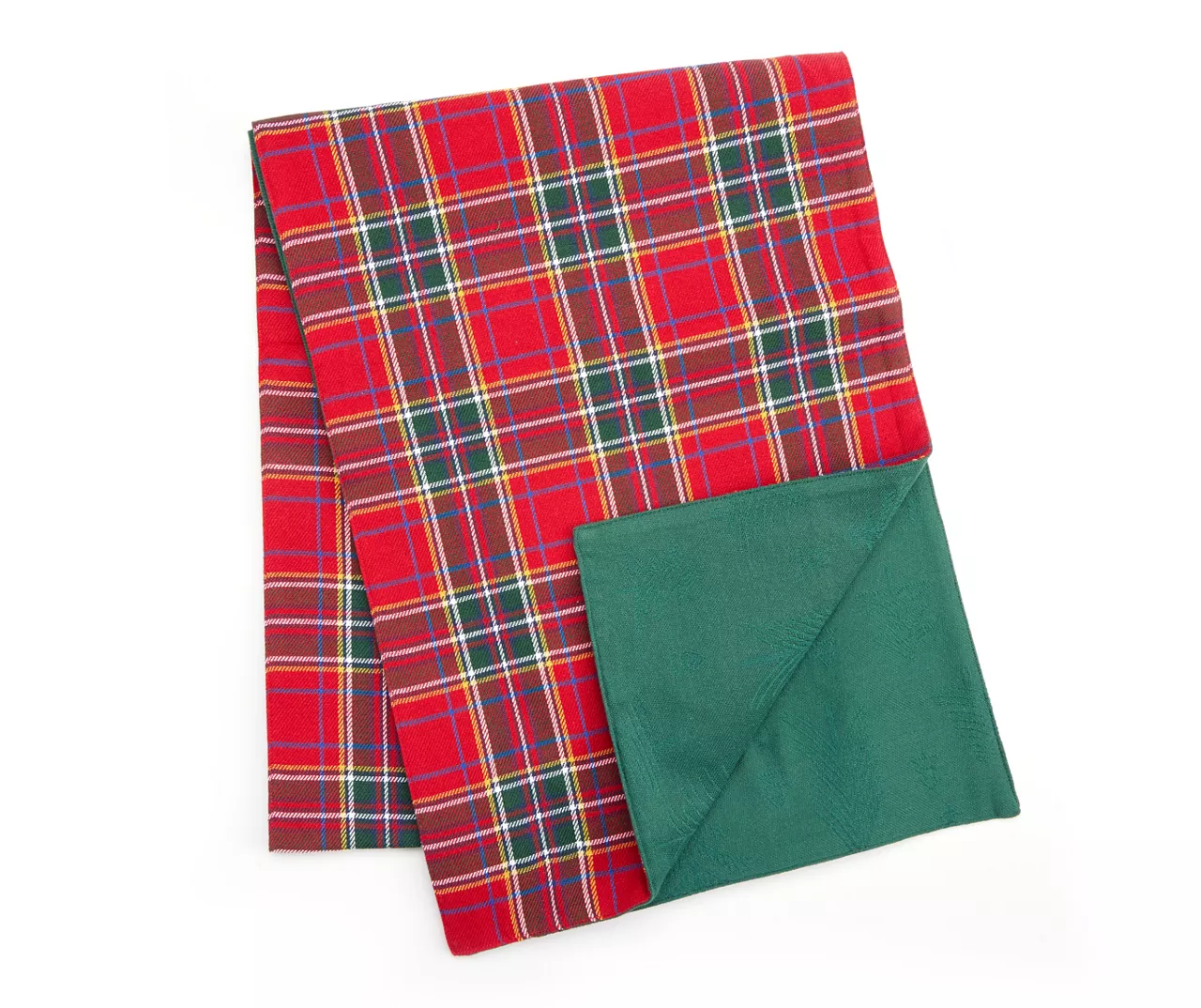 Santa's Workshop Green Plaid Reversible Table Runner 1 Santa's Workshop Green Plaid Reversible Table Runner