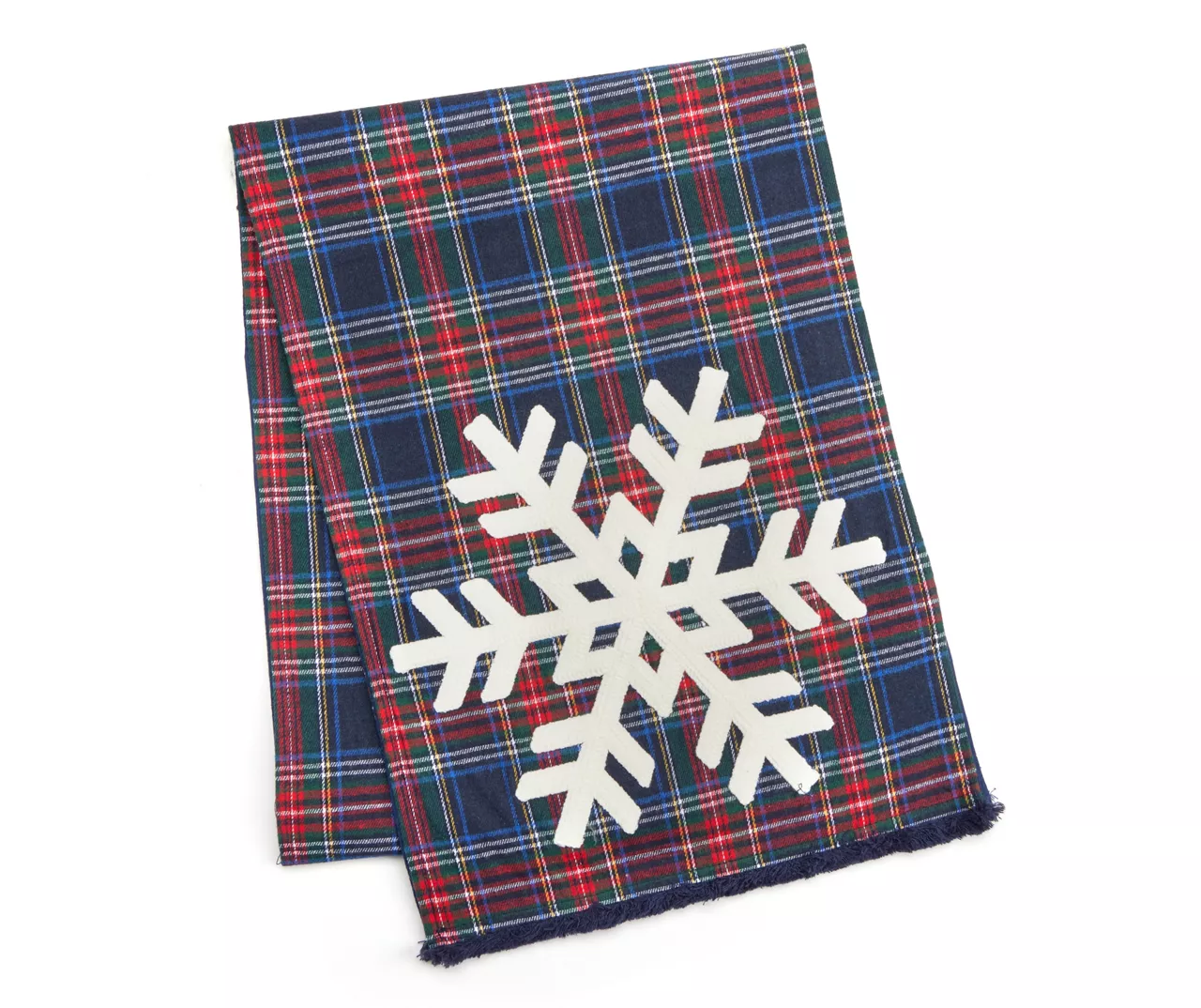 Santa's Workshop Navy Plaid Snowflake Table Runner 1 Santa's Workshop Navy Plaid Snowflake Table Runner