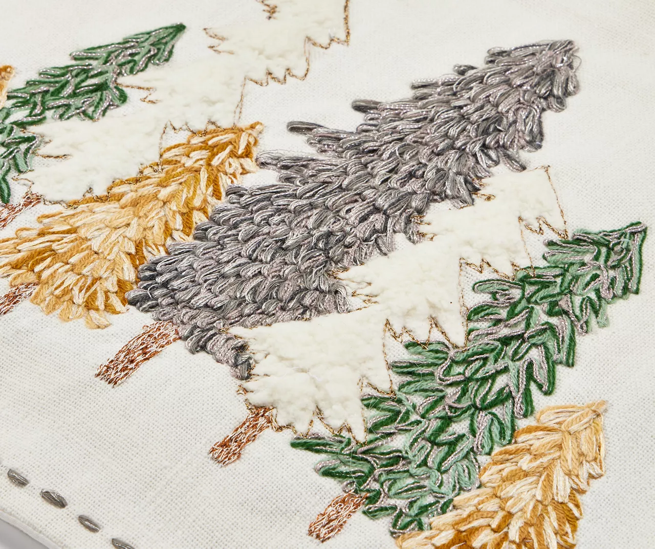 Festive Gathering White & Green Embroidered Trees Table Runner 3 Festive Gathering White & Green Embroidered Trees Table Runner - Image 3