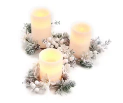 Snowy Pine & Berry 3-Piece LED Pillar Candle Set -Cuisinart Store 810616496 A0 1