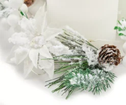 Frosted Pine 3-Piece LED Pillar Candle Centerpiece With Pine & Berry Ring -Cuisinart Store 810616497 A8 1