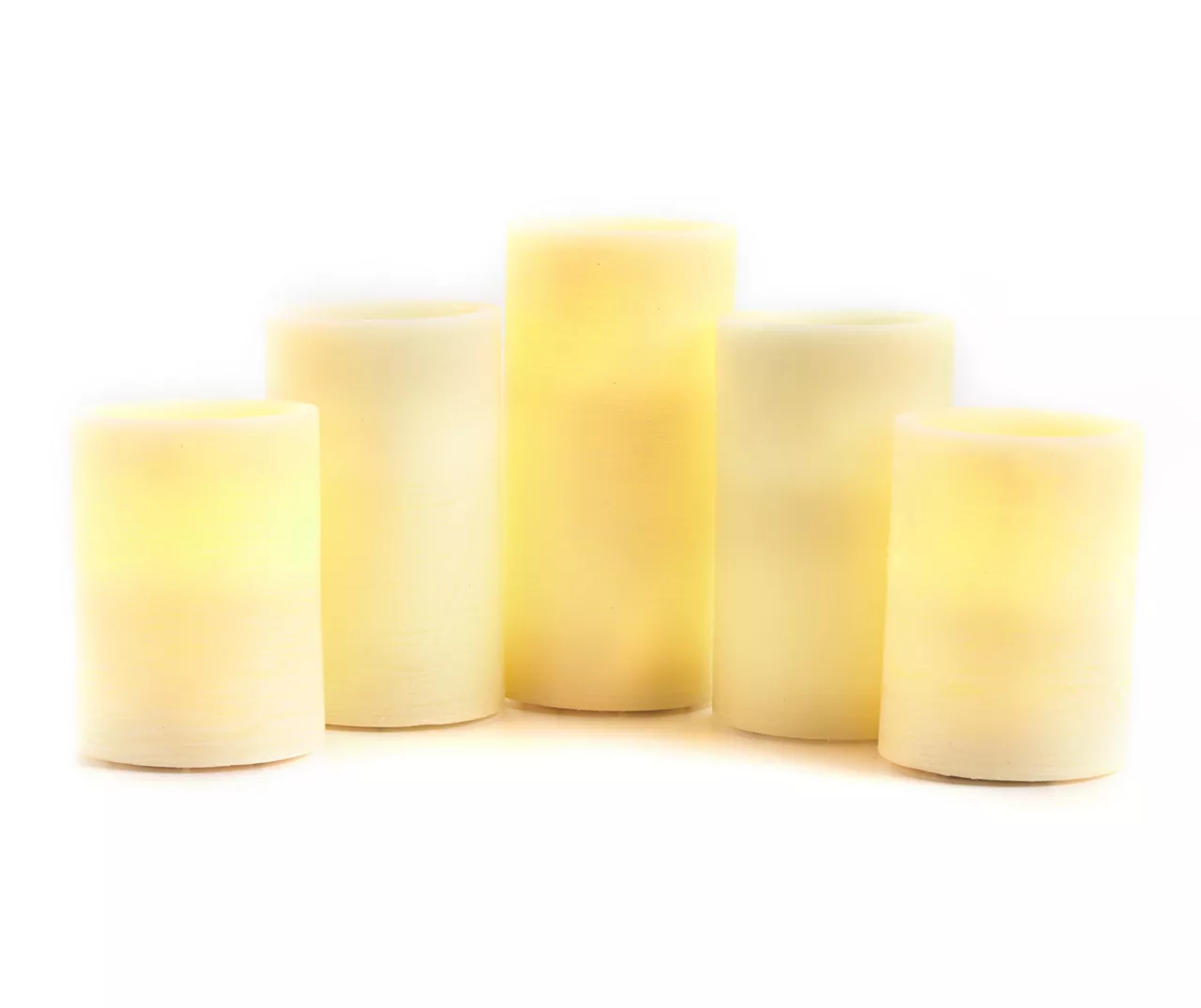 White Flat Top 5-Piece LED Candle Set With Remote 1 White Flat Top 5-Piece LED Candle Set With Remote