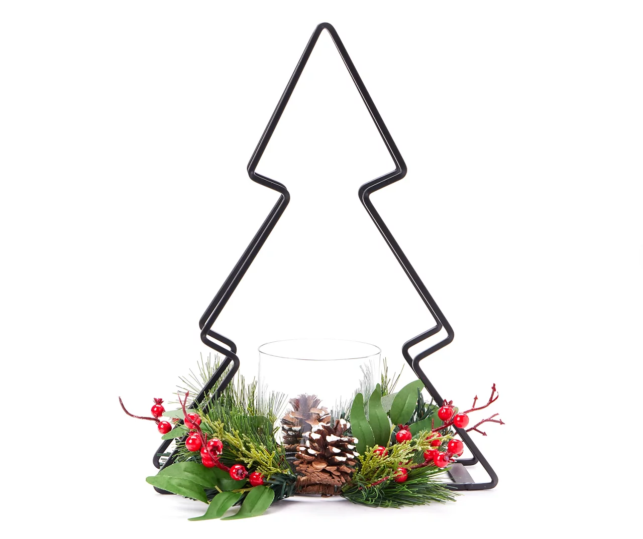 Metal Tree & Greenery LED Candle Holder 1 Metal Tree & Greenery LED Candle Holder