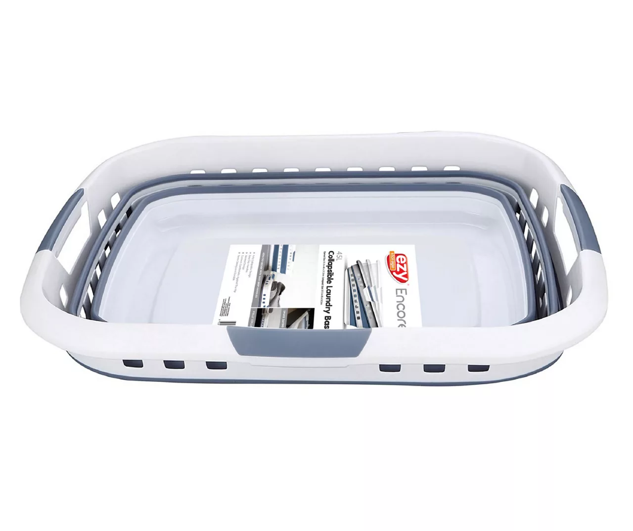 White & Gray Stripe Collapsible Laundry Basket 3 White & Gray Stripe Collapsible Laundry Basket - Image 3