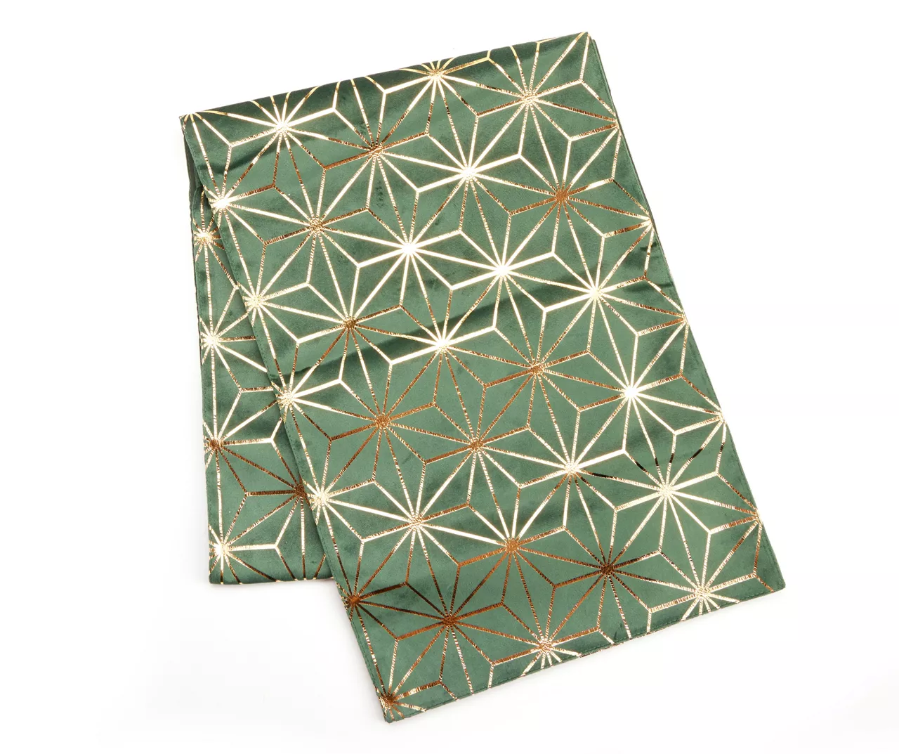 Festive Gathering Green & Gold Geometric Velvet Table Runner 1 Festive Gathering Green & Gold Geometric Velvet Table Runner