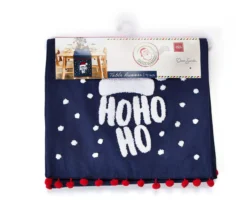 Santa's Workshop "Ho Ho" Blue Tufted Santa Hat Table Runner