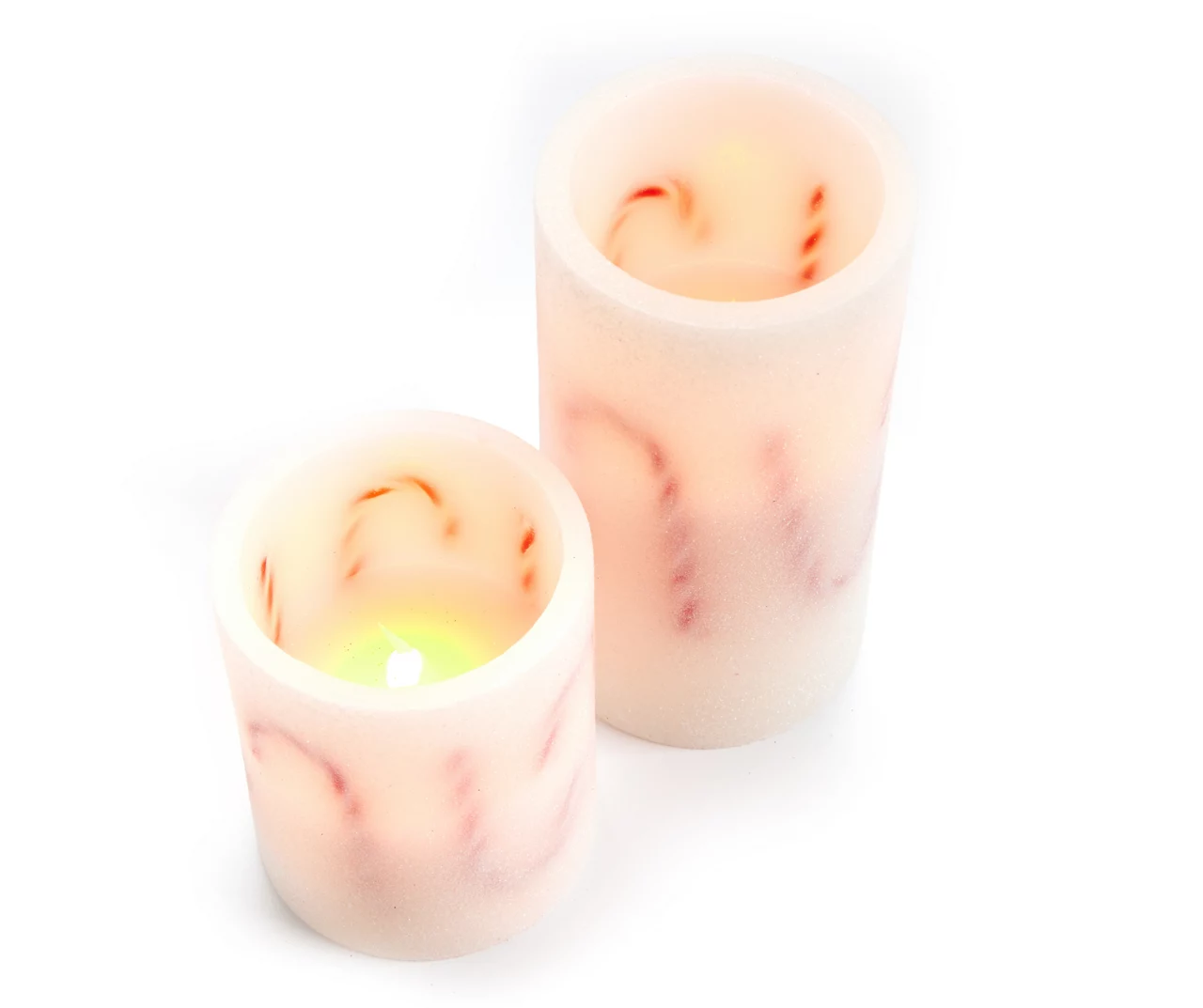 Pressed Candy Cane 2-Piece LED Pillar Candle Set 2 Pressed Candy Cane 2-Piece LED Pillar Candle Set - Image 2