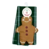 Green & Brown Gingerbread 3-Piece Kitchen Towel & Pot Holder Set