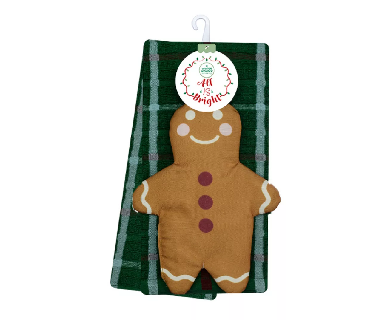 Green & Brown Gingerbread 3-Piece Kitchen Towel & Pot Holder Set 1 Green & Brown Gingerbread 3-Piece Kitchen Towel & Pot Holder Set