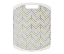 White & Gold Chevron Cutting Board, (11" X 14")