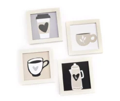 Cartoon Coffee 4-Piece Framed Wall Decor Set