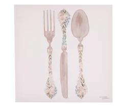 Floral Flatware Art Canvas, (12" X 12")