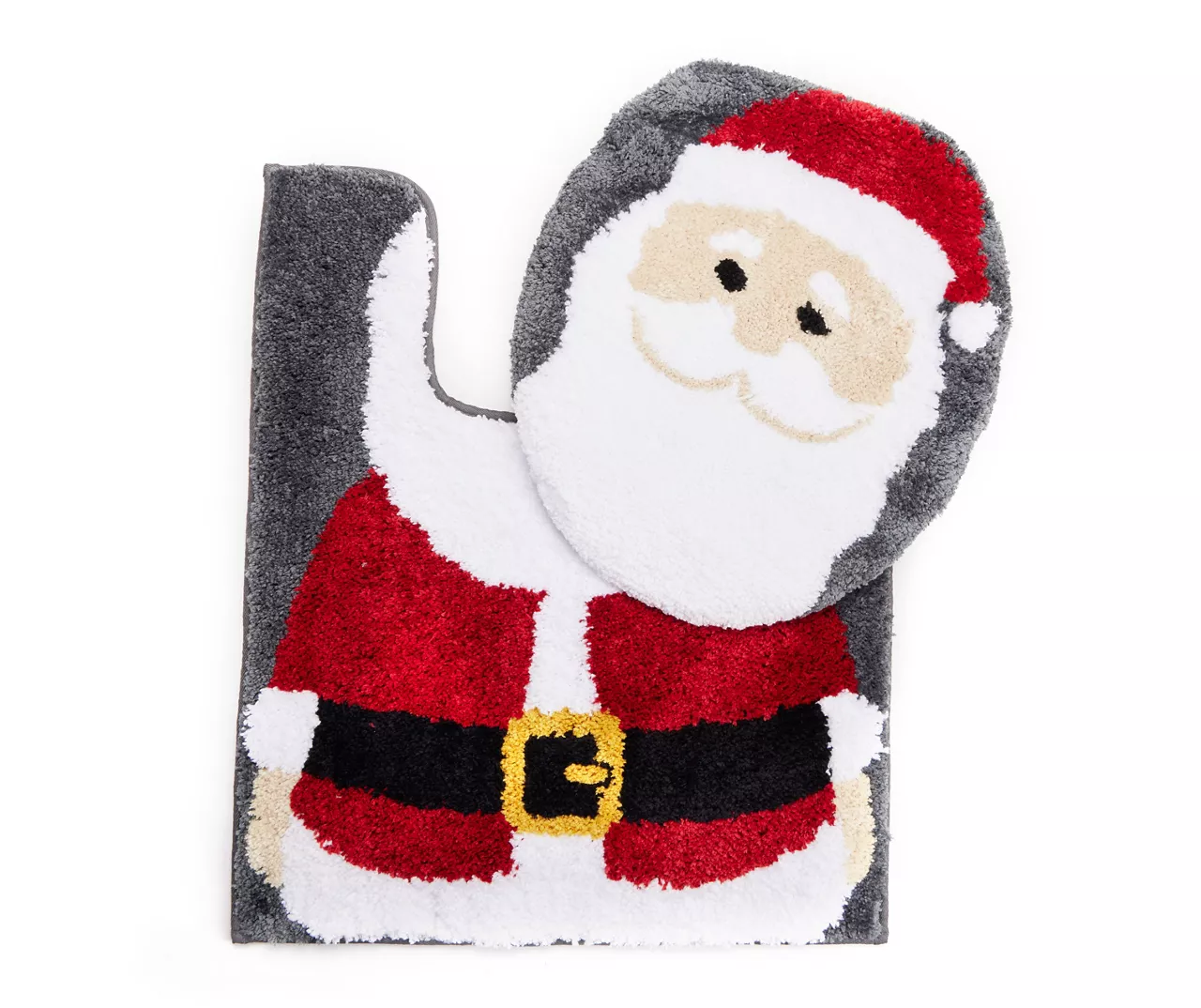 Red & Gray Santa Toilet Topper & Contour Rug Set 1 Red & Gray Santa Toilet Topper & Contour Rug Set